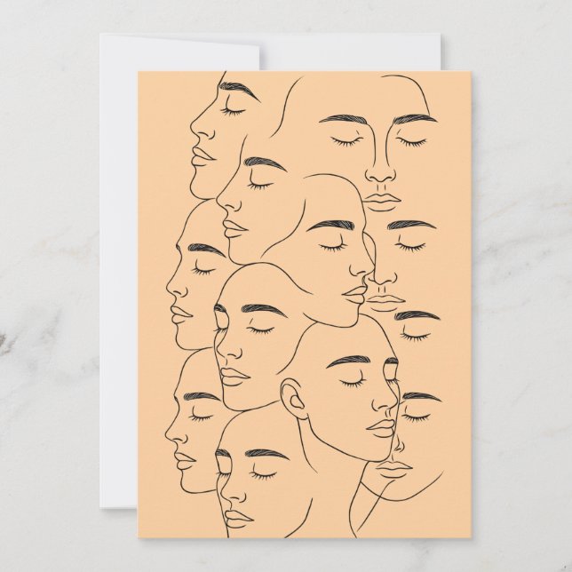 Convite Impressão de Rostos Sobrepostos, Arte de Linha Min (Frente)