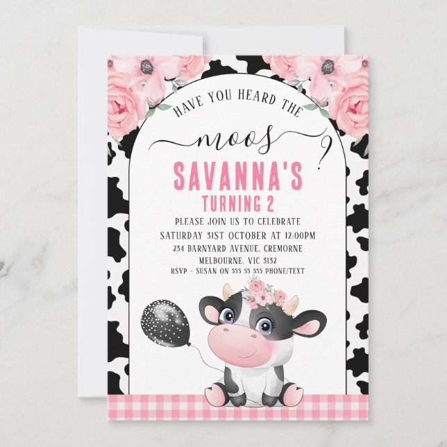 Convite Impressão de Vaca Negra Você Ouviu O Aniversário D (Frente)