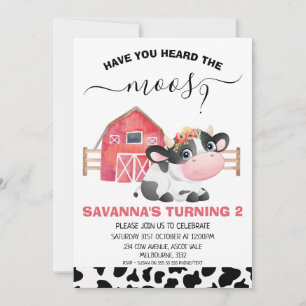Convite Impressão De Vaca Vermelha Você Ouviu O Aniversári