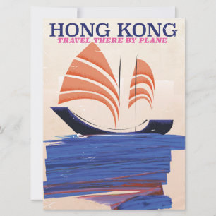 Convite Impressão de viagem estilo vintage de Hong Kong