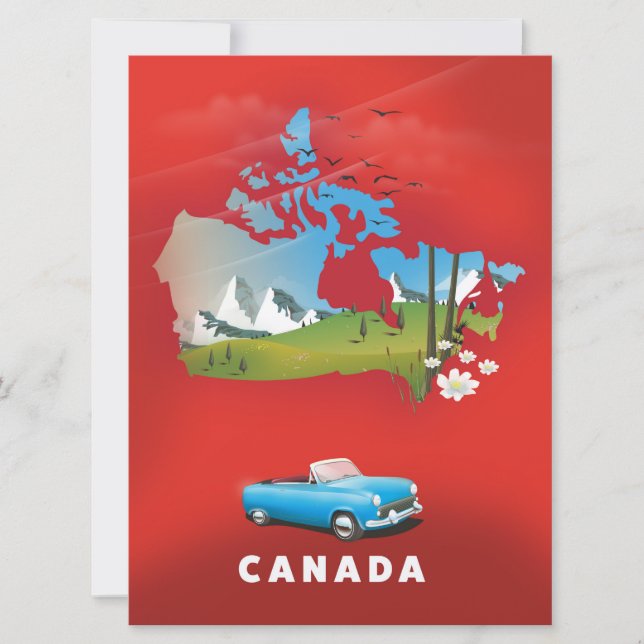 Convite Impressão de viagem ilustrada do Canadá. (Frente)