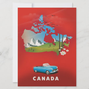 Convite Impressão de viagem ilustrada do Canadá.