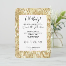 Convite Impressão de Zebra com Glam Glitter Dourado