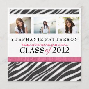 Convite Impressão de Zebra com Rosa Quente