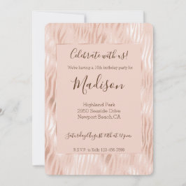 Convite Impressão de zebra rosa pêssego rosa