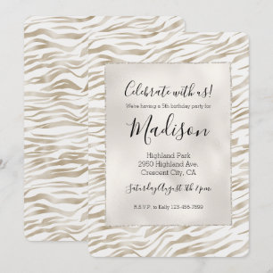 Convite Impressão de Zen Cream Branco Cacau Castanho Zebr