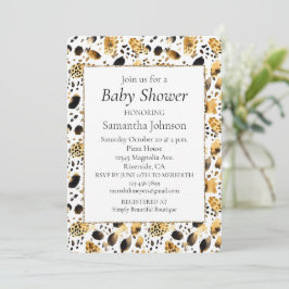 Convite Impressão do Leopardo Branco Dourado