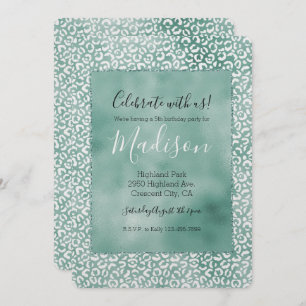 Convite Impressão do Leopardo Branco Girly Mint