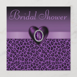 Convite Impressão do leopardo & chá de panela roxos dos