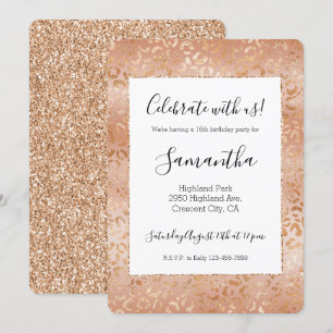 Convite Impressão do Leopardo com Rosa de pêssego cremos