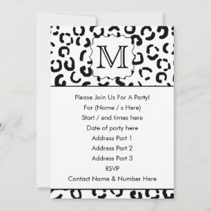 Convite Impressão do Leopardo Monograma Personalizado Pre