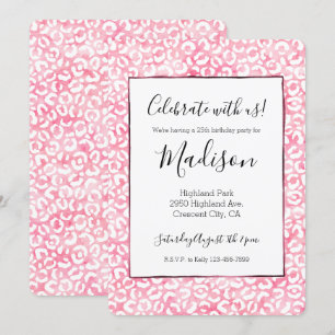 Convite Impressão do Leopardo Rosa Branco