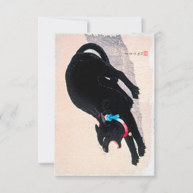 Convite Impressão do século 20 de iscagem de gato preto po (Frente)