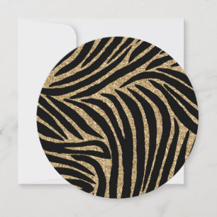 Convite Impressão Dourada de Faux Glitter Zebra Doce Deze
