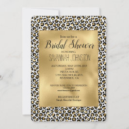 Convite Impressão Dourada de Leopardo Preto