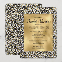 Convite Impressão Dourada de Leopardo Preto