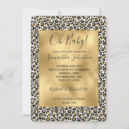 Convite Impressão Dourada de Leopardo Preto Glam
