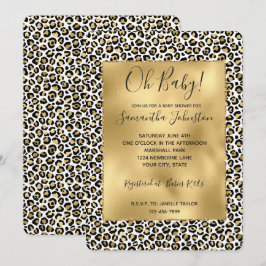 Convite Impressão Dourada de Leopardo Preto Glam
