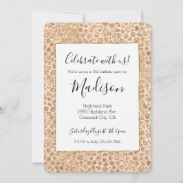Convite Impressão Dourada de Pêssego Leopardo com Brilho
