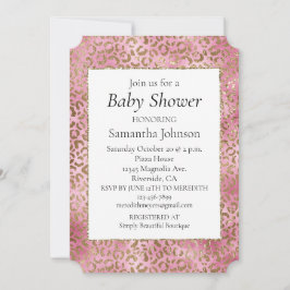 Convite Impressão Dourada sobre Leopardo Rosa Menino