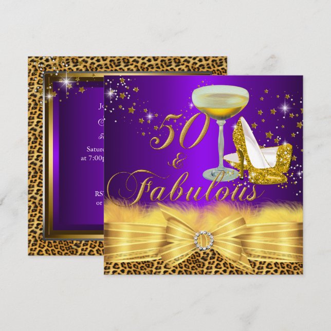Convite Impressão e saltos do Leopardo Roxo 50 e Fabuloso (Frente/Verso)