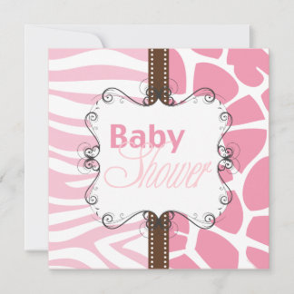 Convite Impressão em animais rosa