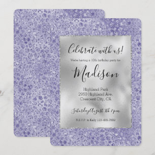 Convite Impressão Glitter Glitz Leopardo Roxo