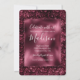 Convite Impressão Leopard Glam Burgundy