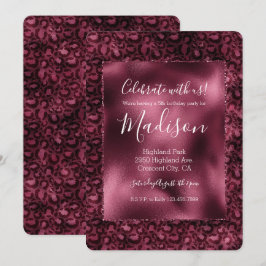 Convite Impressão Leopard Glam Burgundy