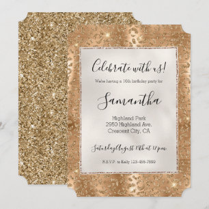 Convite Impressão Leopardo com Glitter Dourada