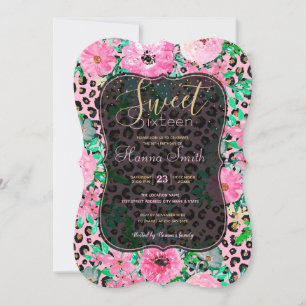 Convite Impressão Leopardo Elegante e design cor-de-rosa 