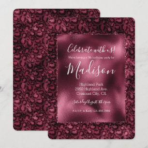 Convite Impressão Leopardo Glam Burgundy
