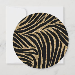 Convite Impressão Negra Dourada Faux Glitter Zebra Doce De