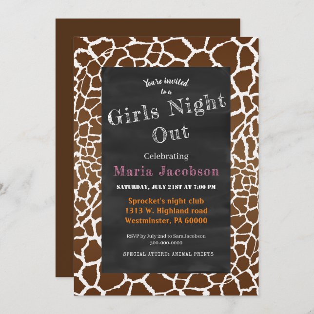 Convite Impressão-quadro Giraffe (Frente/Verso)