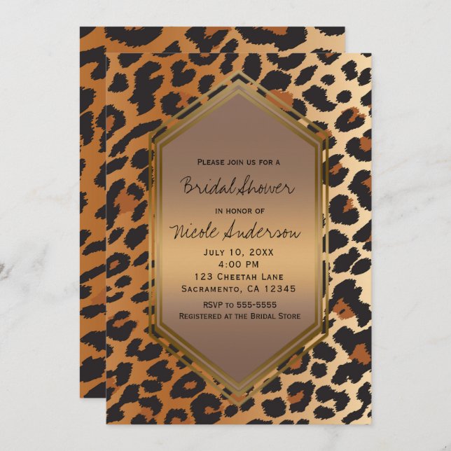 Convite Impressão Selvagem De Chita Leopardo Exótica (Frente/Verso)