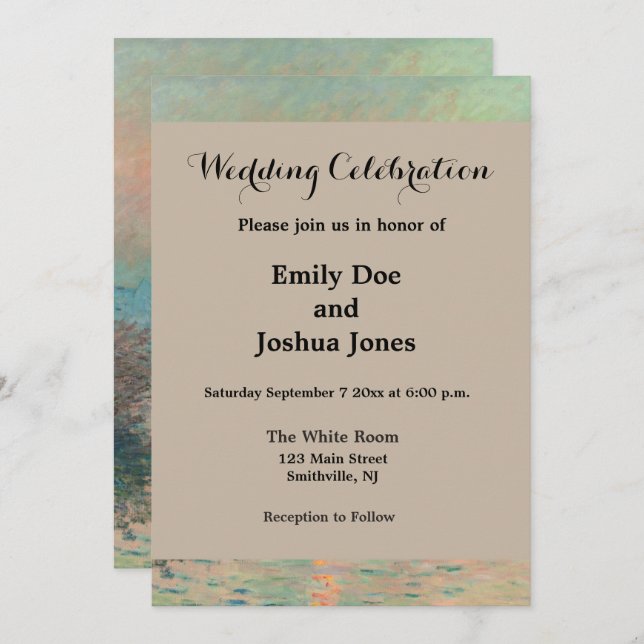 Convite Impressionismo das Belas Artes do Monet Sunset (Frente/Verso)