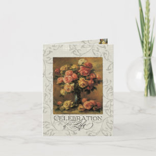 Convite Impressionista Coral Yellow Rose 2 Memorial Servic