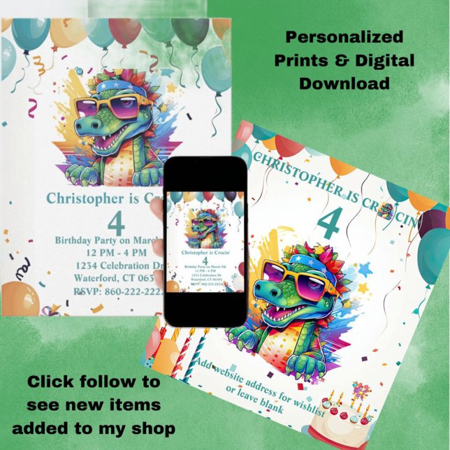 Convite Impressões personalizados e fazer download do Croc (Criador carregado)