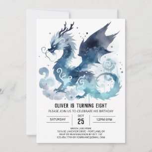 Convite Impressora Elegante Dragon Birthday
