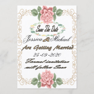 Convite Impressora Floral Salve o Modelo da placa de data