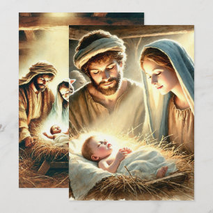 Convite Imprimível Mary Joseph e Jesus Criativo Scrapbook