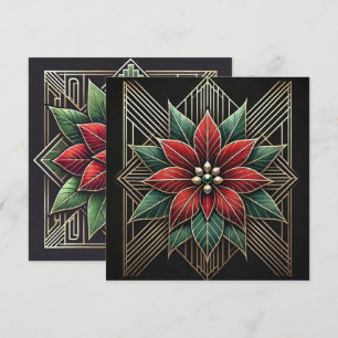 Convite Imprimível Retro Art Deco Poinsettia Scrapbook