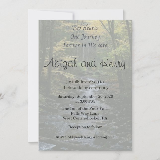 Convite In His Care Forest Photo Wedding Invitation (Frente)