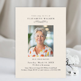 Convite In Loving Memory Beige Photo Funeral Invitation