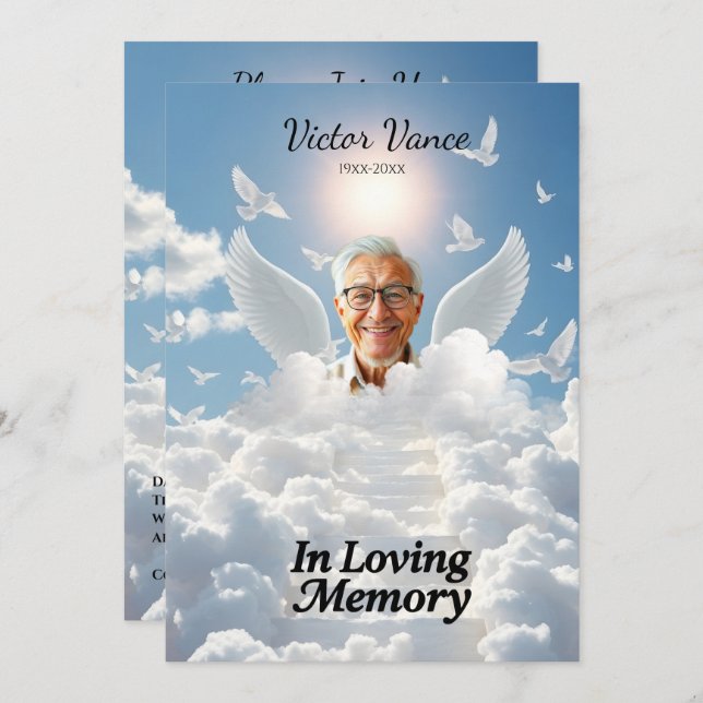 Convite In Loving Memory,Custom card, rip, tribute,  (Frente/Verso)