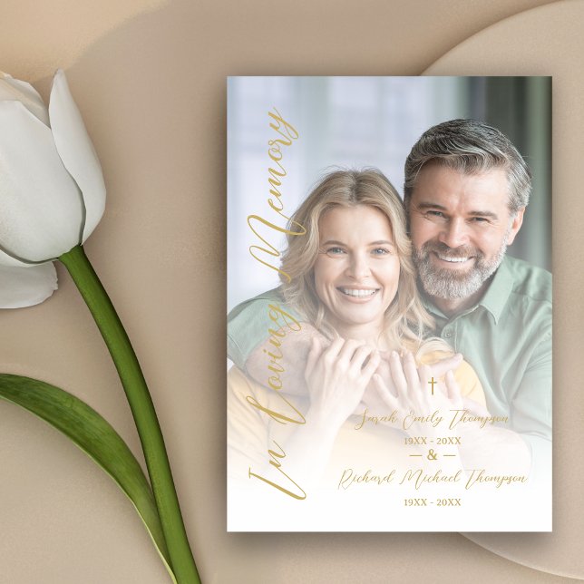 Convite In Loving Memory Elegant Custom Couple's Funeral  (Cherished Memories and Personalized Tribute for Couples.)