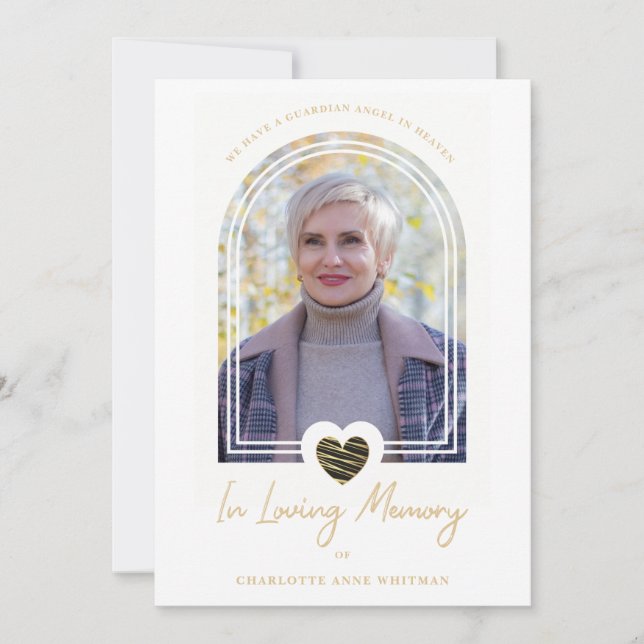 Convite In Loving Memory Photo Black Heart Arch Effect (Frente)