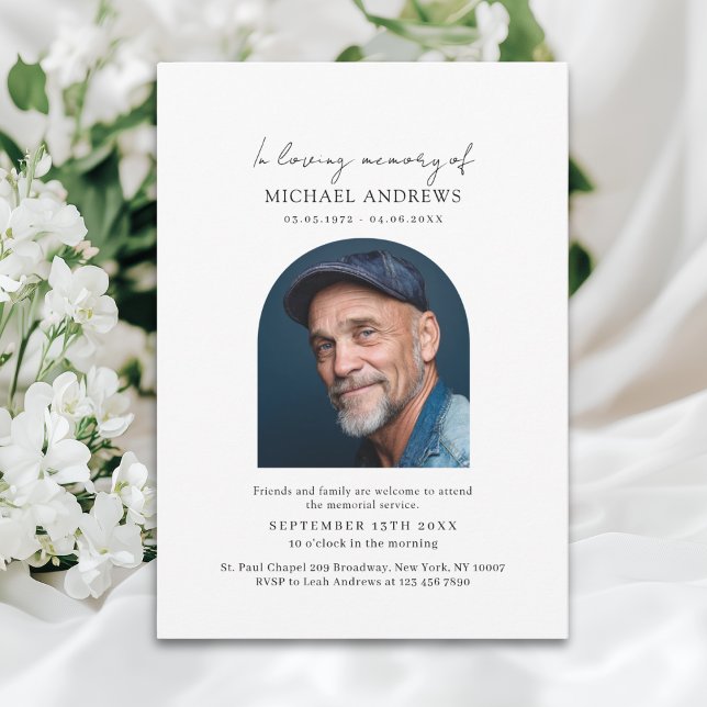 Convite In Loving Memory Simpel Photo Funeral Invitation ("In Loving Memory" Simpel Photo Funeral Invitation)