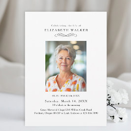 Convite In Loving Memory White Photo Funeral Invitation