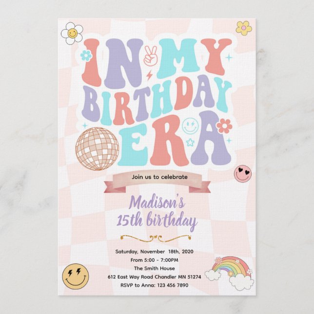 Convite In My Birthday Era Party Invitation (Frente)